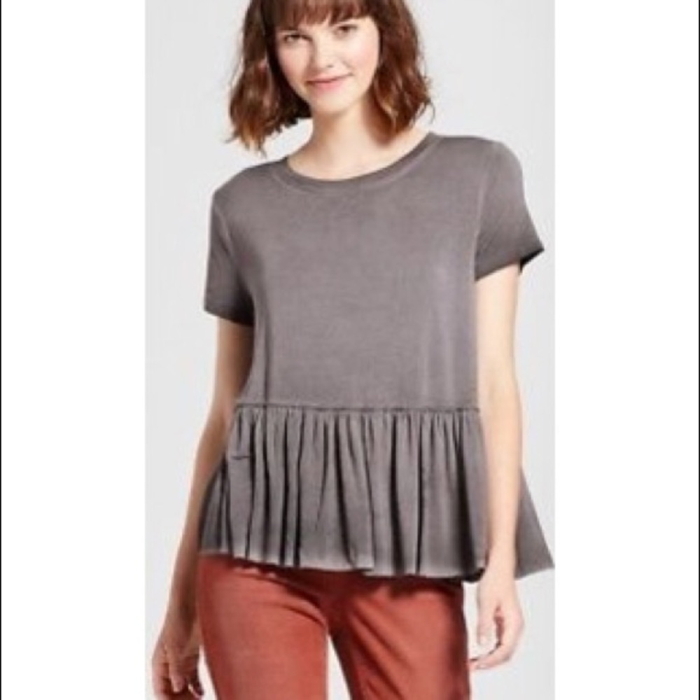 Grey Oversized Peplum Tee